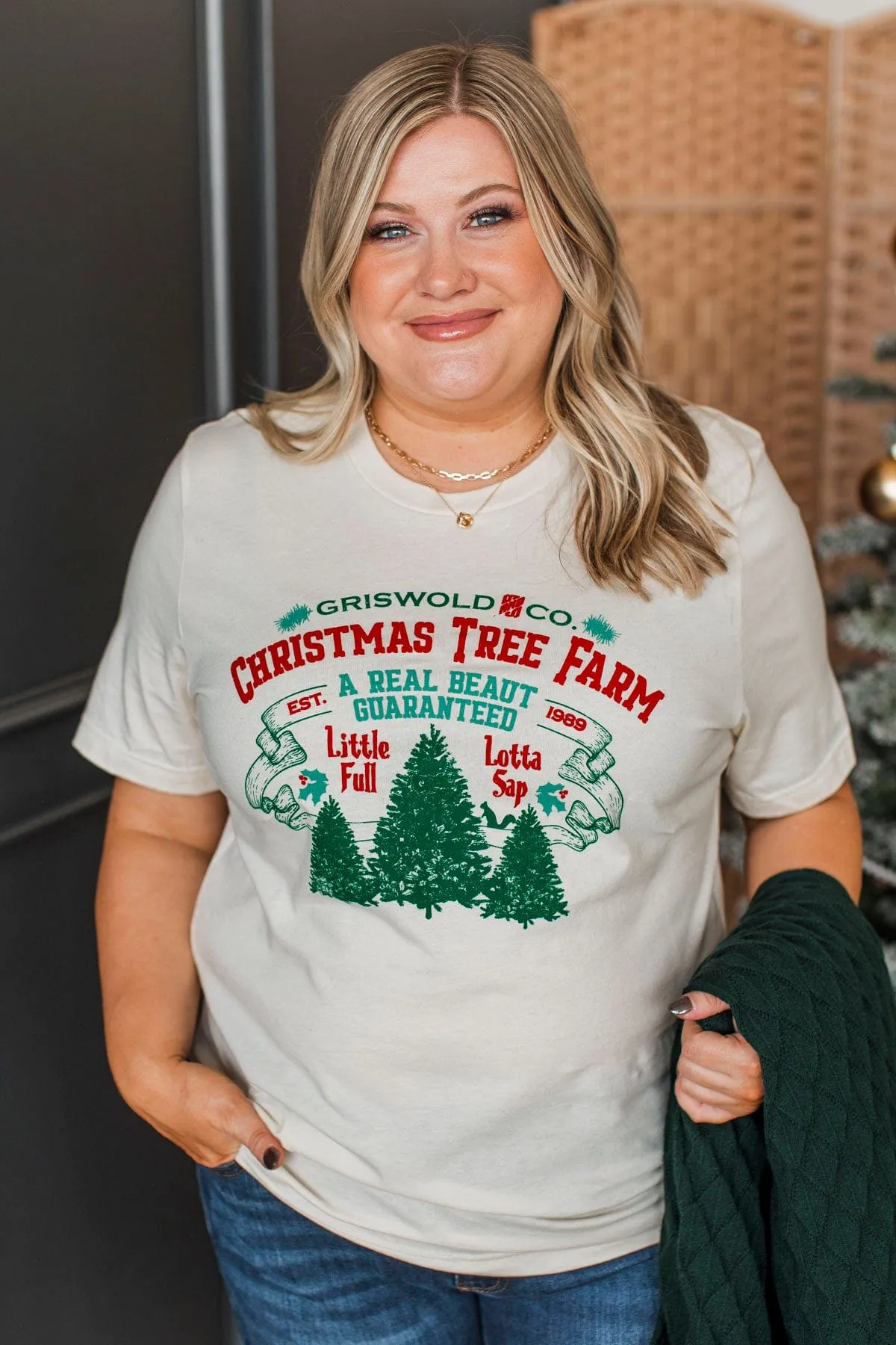 "Griswold & Co. Christmas Tree Farm" Graphic Tee- Cream