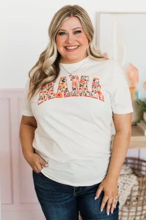 "Mama" Floral Graphic Tee- Natural