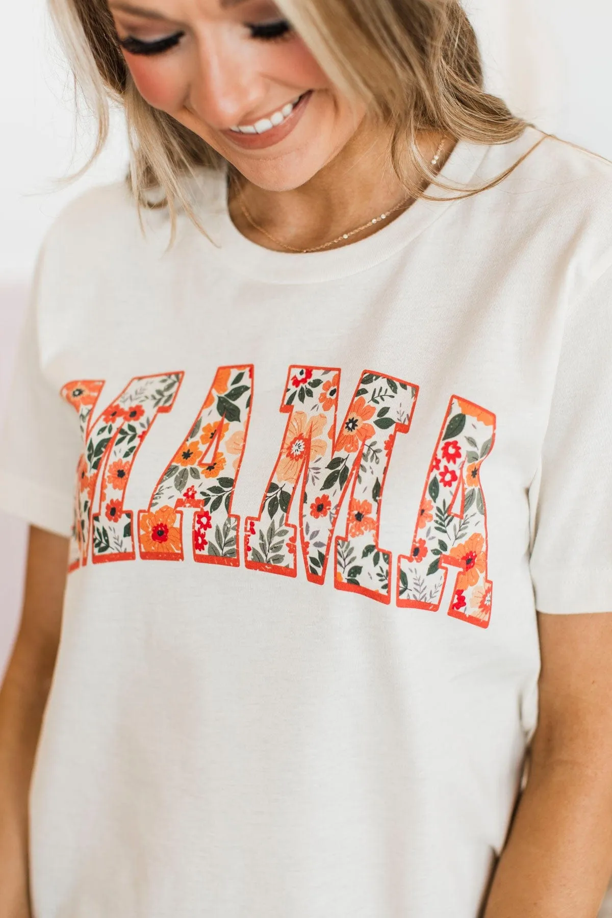 "Mama" Floral Graphic Tee- Natural