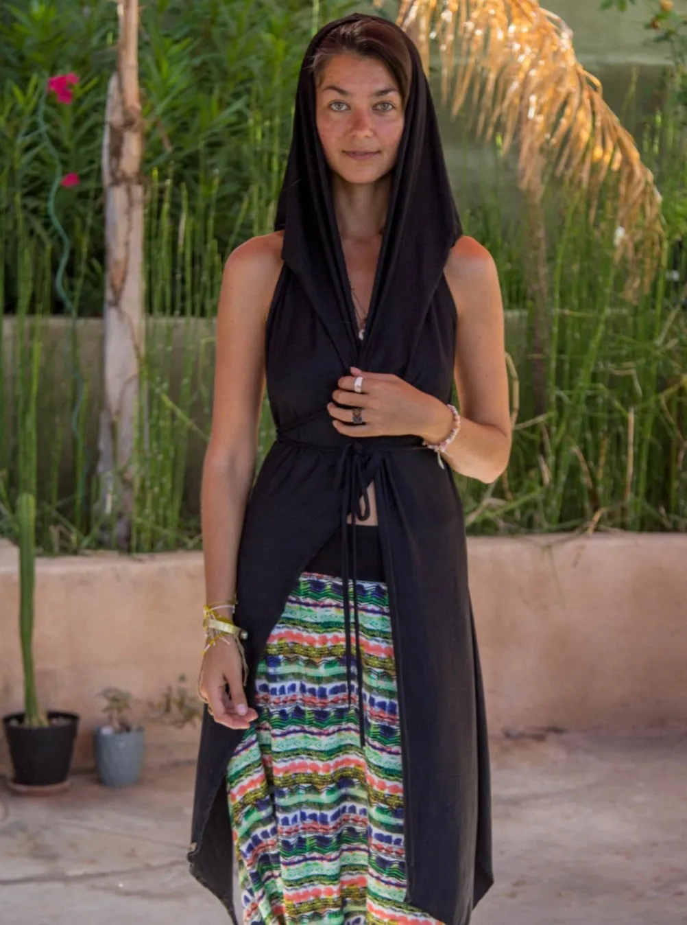 Ray | Black Hooded Top | Her