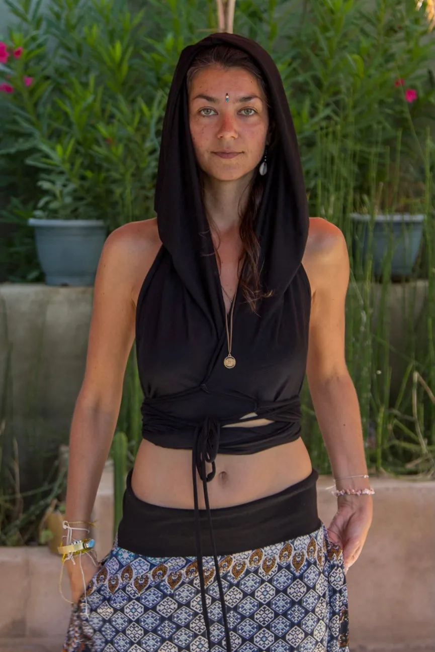 Ray | Black Hooded Top | Her