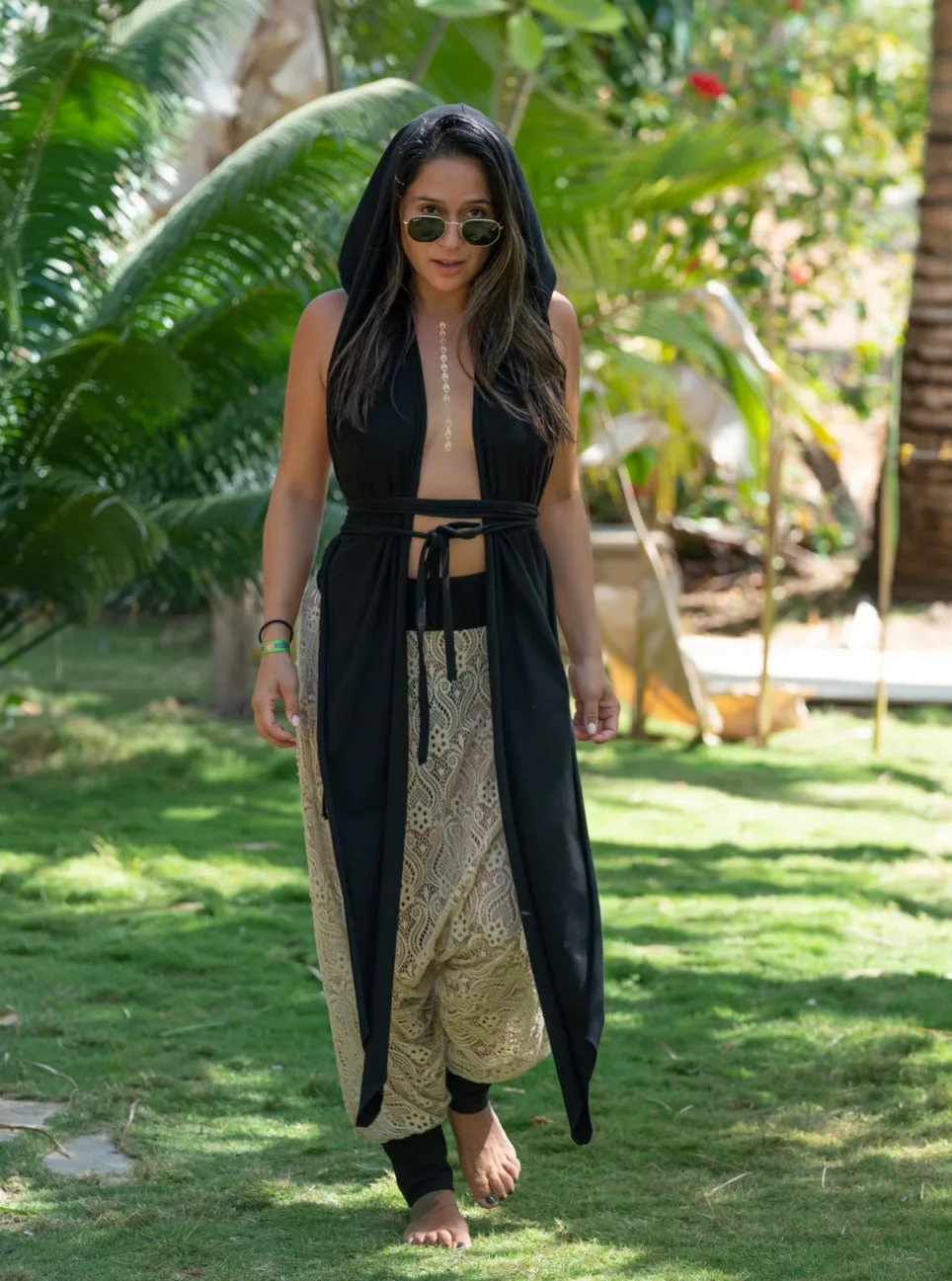 Ray | Black Hooded Top | Her