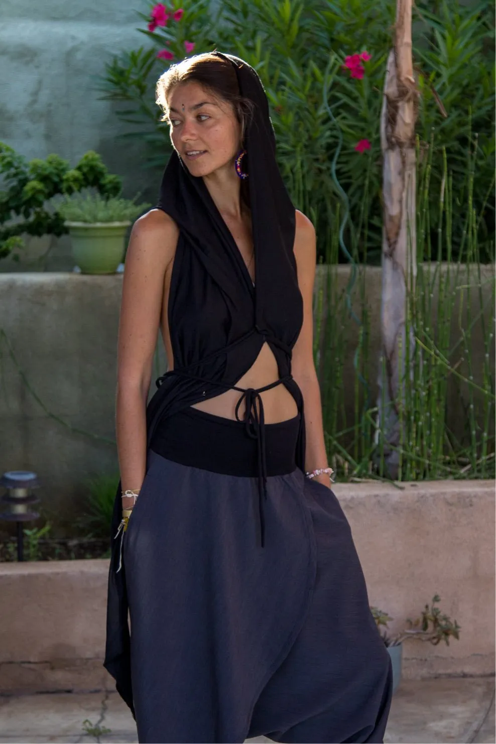 Ray | Black Hooded Top | Her