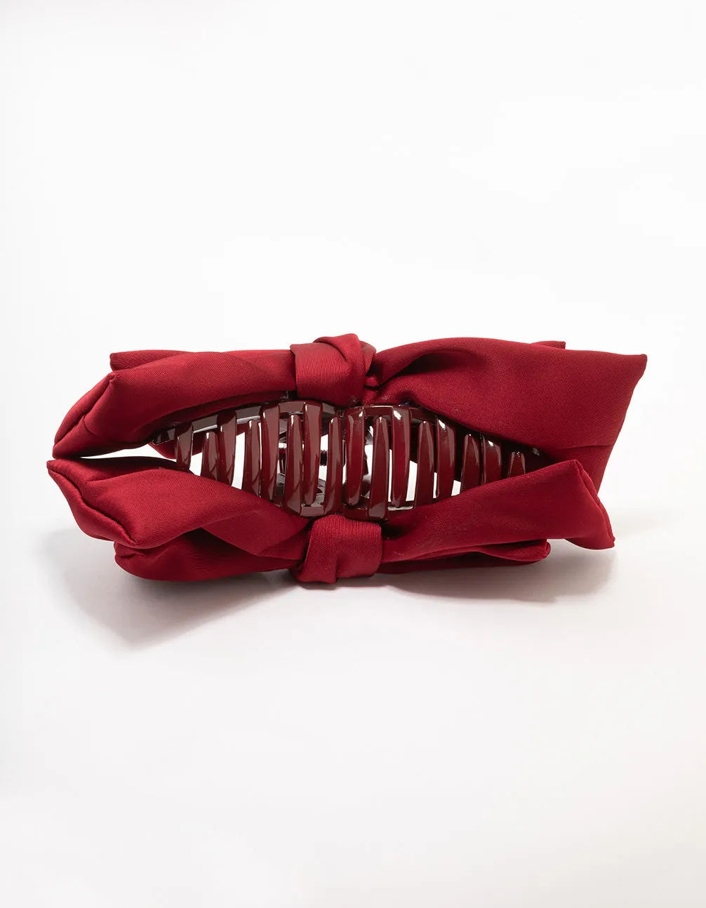 Red Fabric Large Bow Hair Claw Clip
