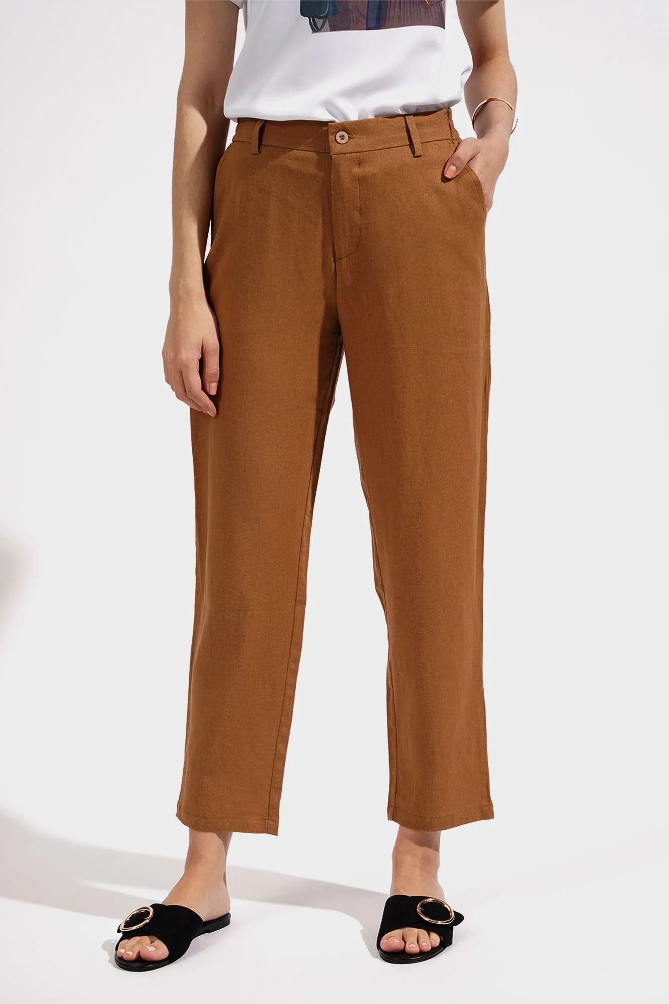 REFORME Ankle Length Linen Cozy Pants