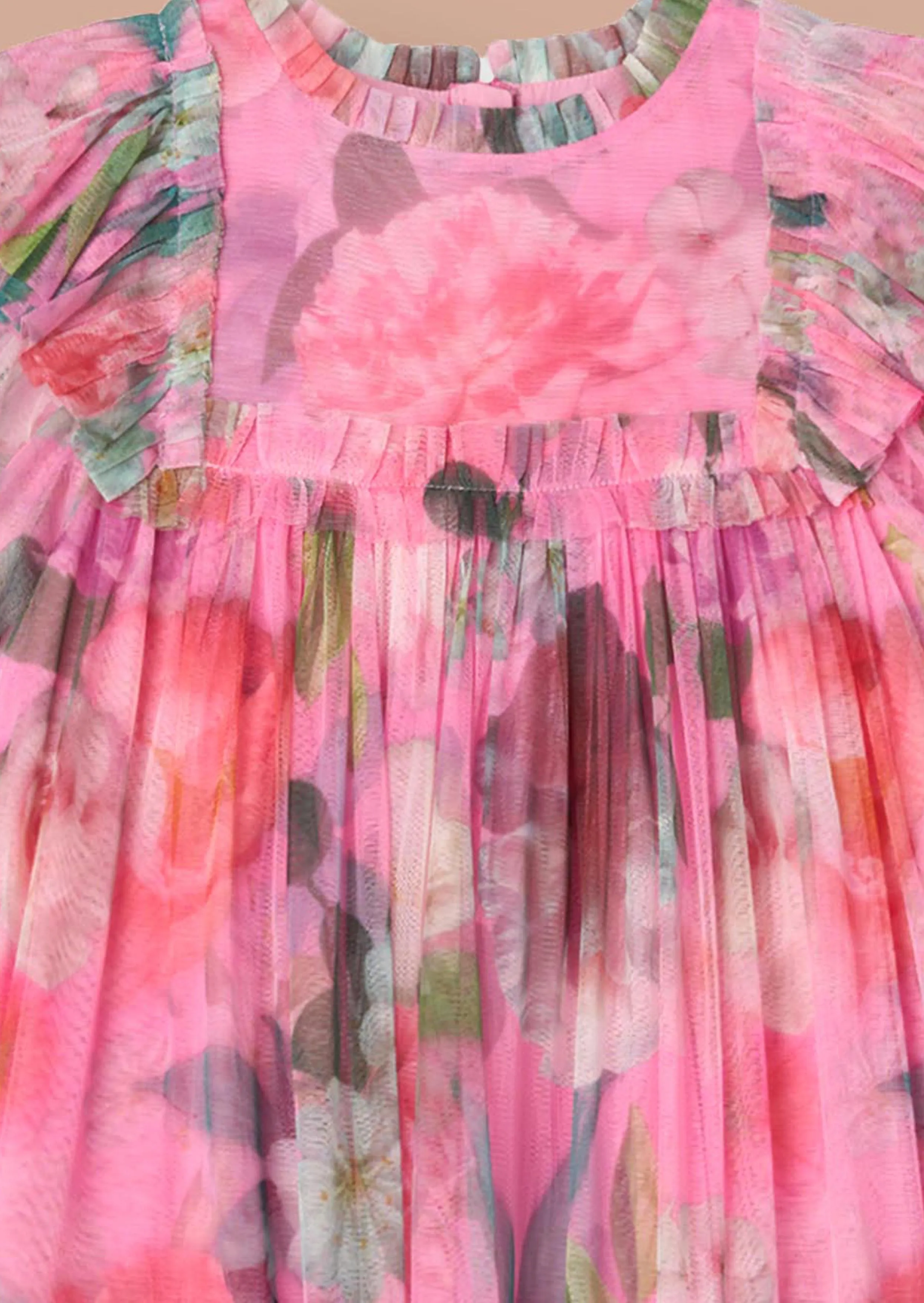 Rosa Pink Printed Tulle Dress