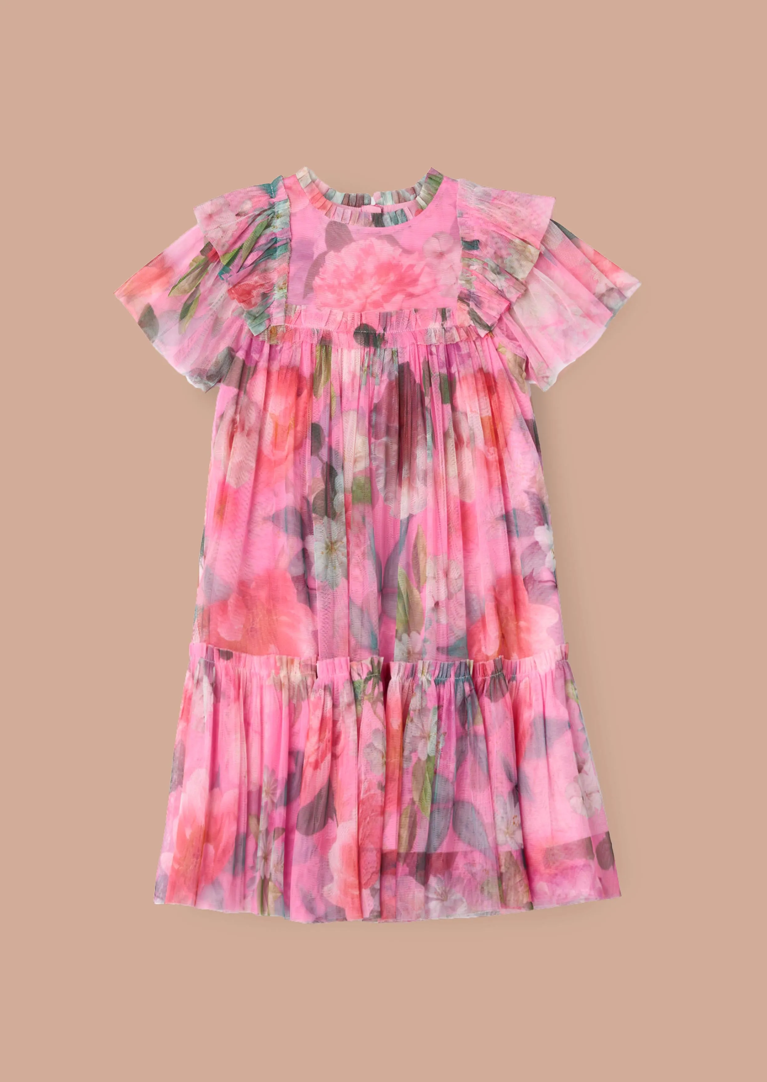 Rosa Pink Printed Tulle Dress