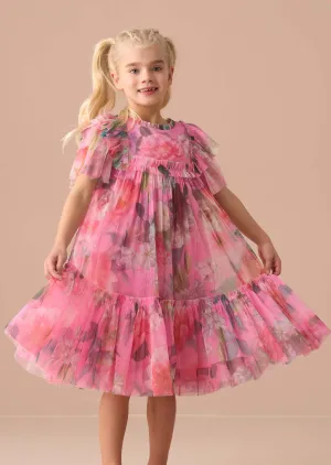 Rosa Pink Printed Tulle Dress