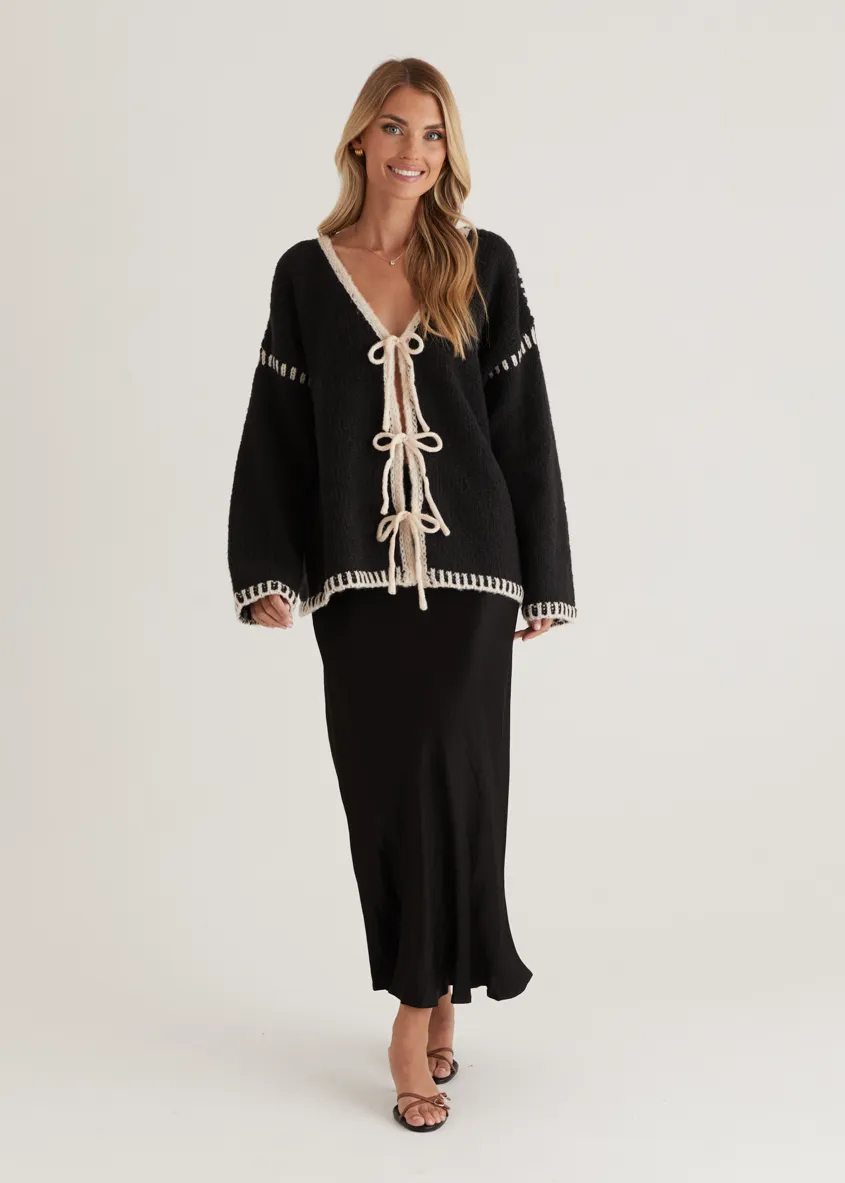 Rosey Tie Sweater - Black