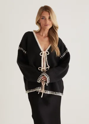 Rosey Tie Sweater - Black