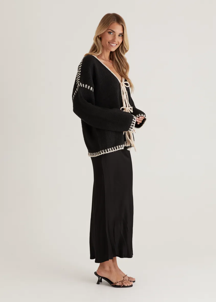 Rosey Tie Sweater - Black