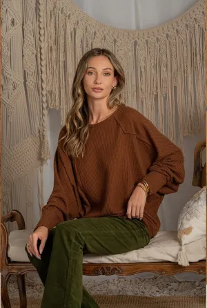 Round Neck Solid Long Sleeve Top