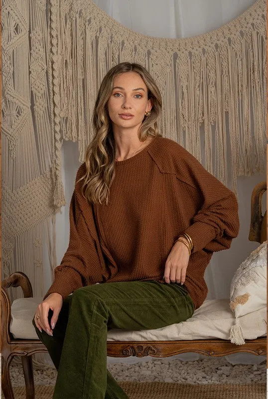 Round Neck Solid Long Sleeve Top