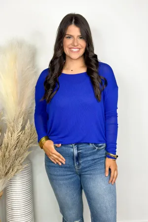 Royal Blue Lightweight Dolman Long Sleeve Top *Final Sale*