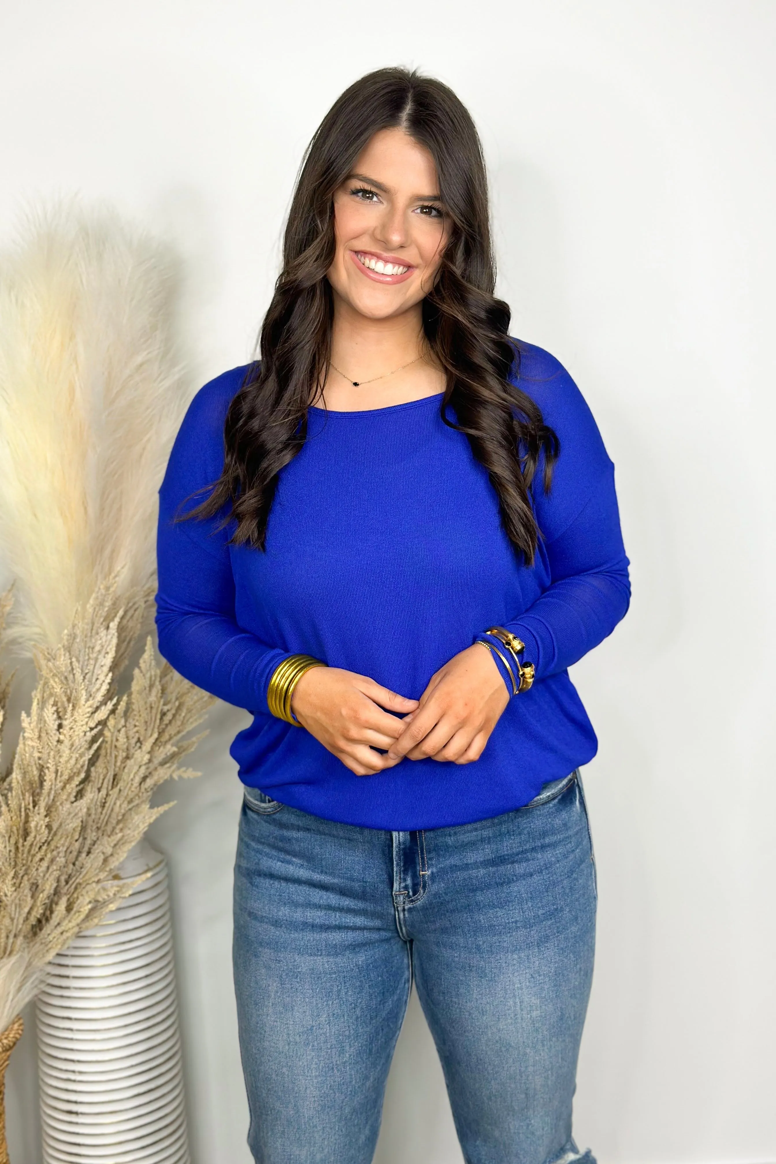 Royal Blue Lightweight Dolman Long Sleeve Top *Final Sale*