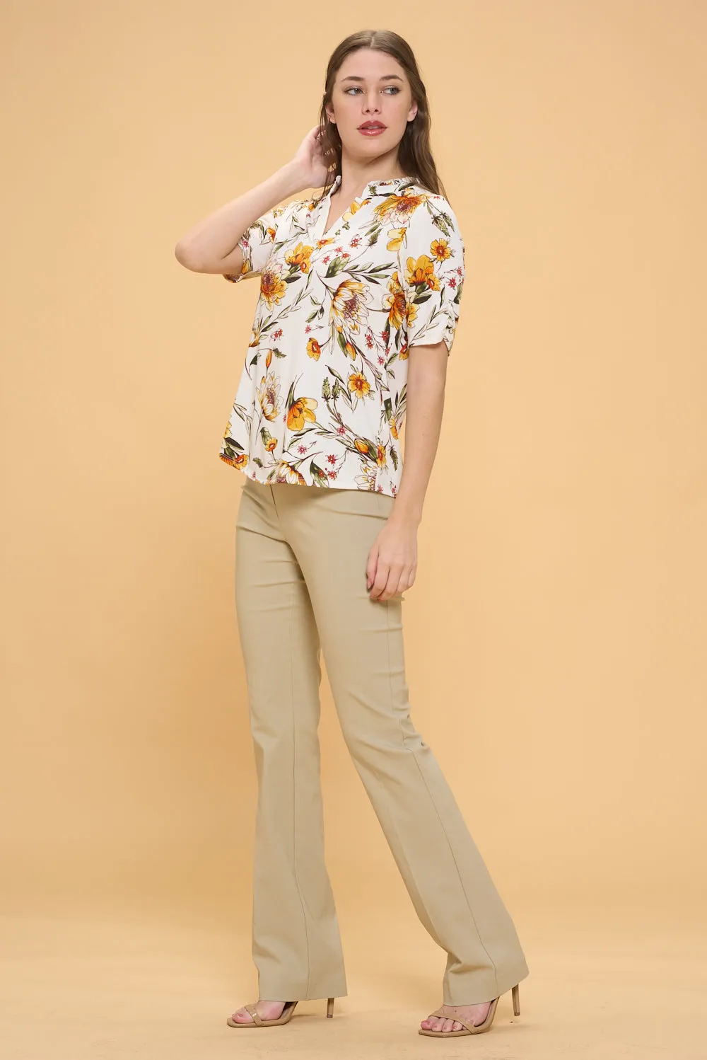 RUFFLE NECK PULL OVER SHIRT TOP