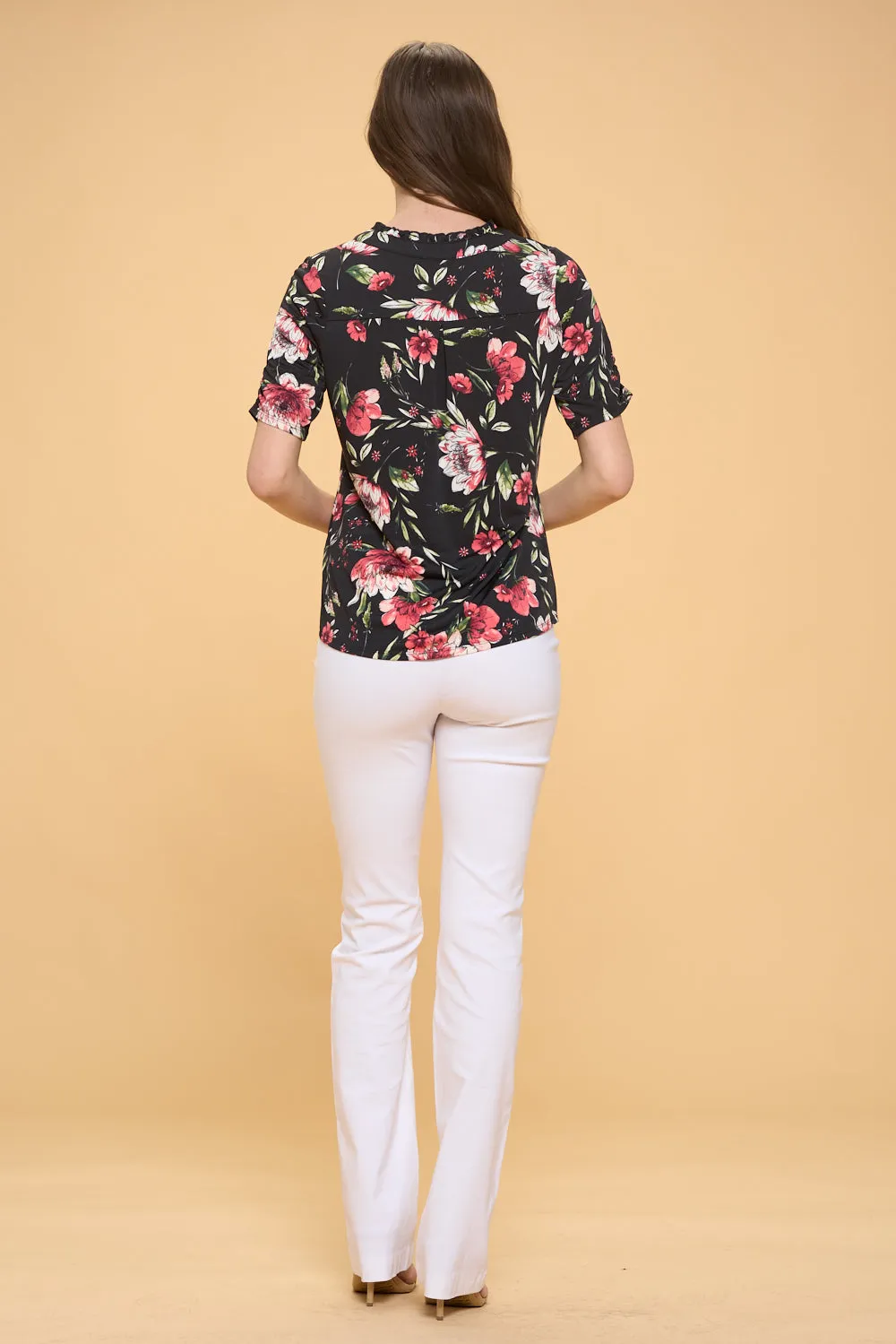 RUFFLE NECK PULL OVER SHIRT TOP