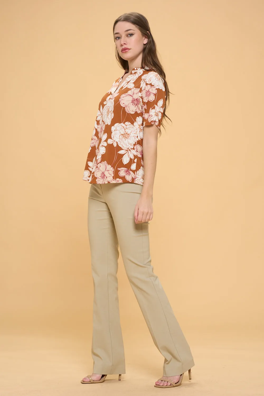 RUFFLE NECK PULL OVER SHIRT TOP