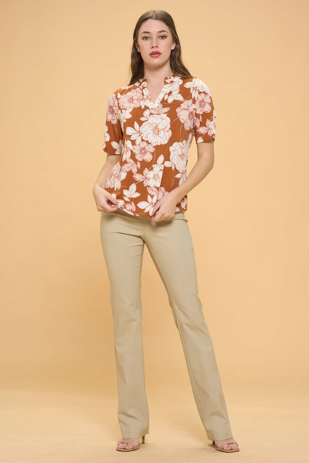RUFFLE NECK PULL OVER SHIRT TOP