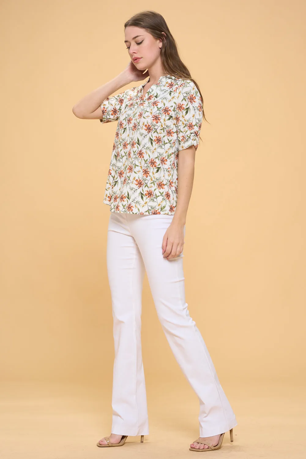RUFFLE NECK PULL OVER SHIRT TOP