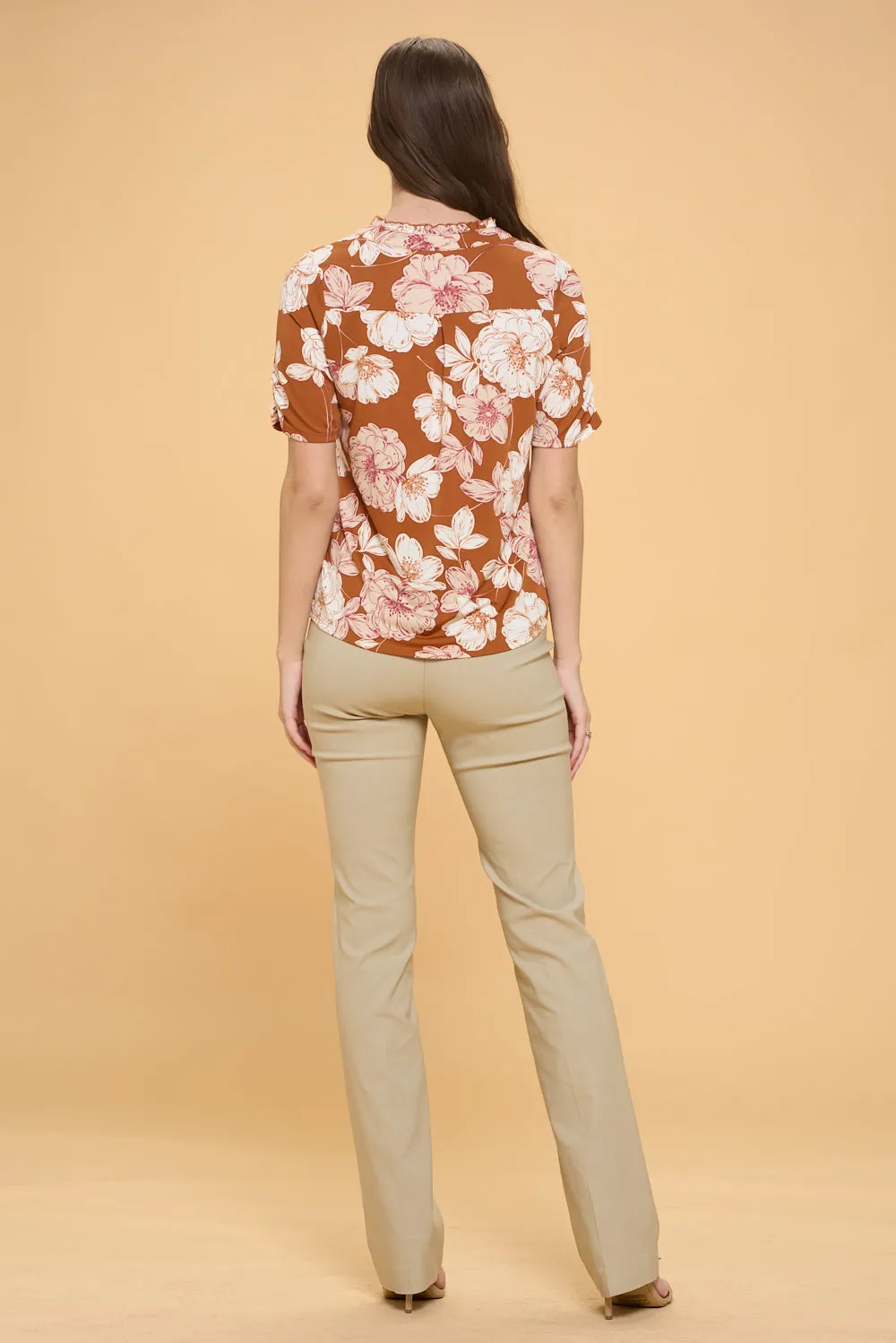 RUFFLE NECK PULL OVER SHIRT TOP