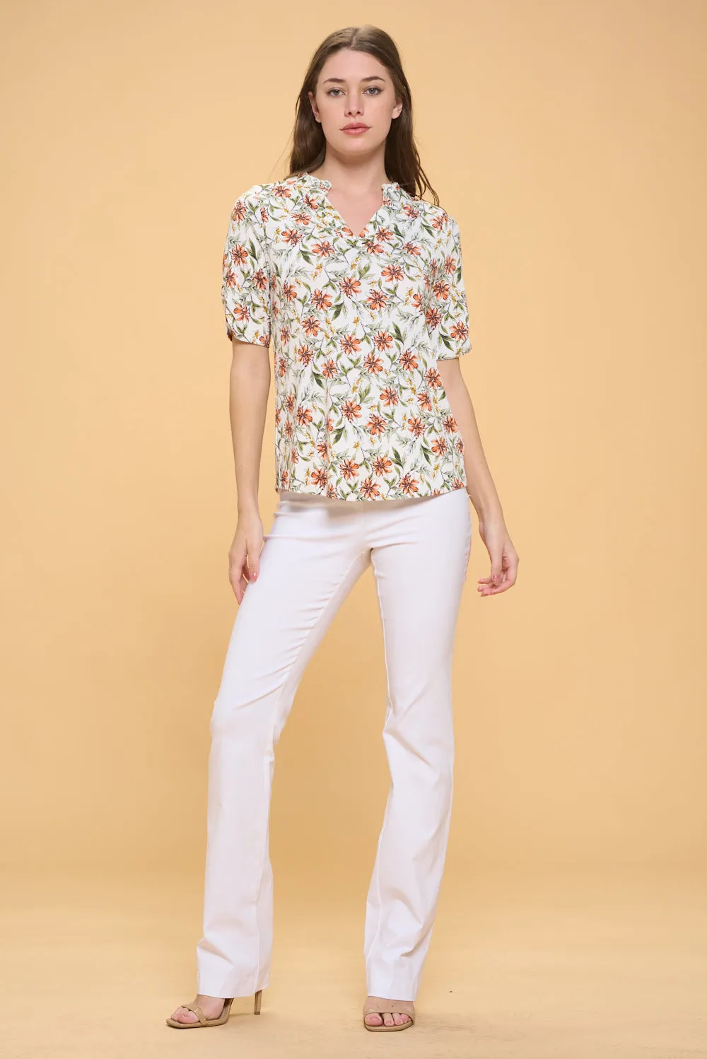 RUFFLE NECK PULL OVER SHIRT TOP