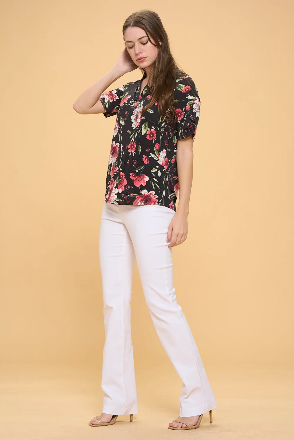 RUFFLE NECK PULL OVER SHIRT TOP