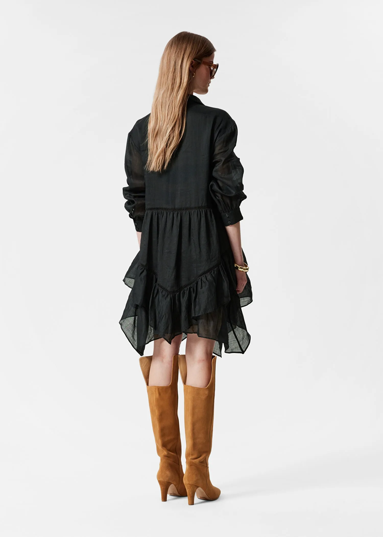 Ruffle Ramie Mini Dress