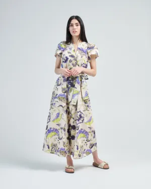 ruffle sleeve printed dress