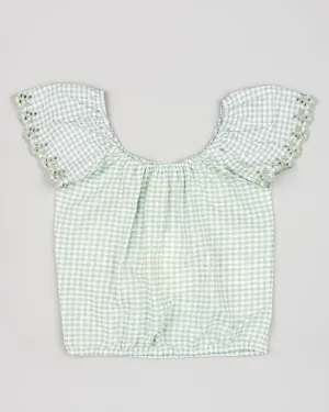 Sage Green Checkered Blouse