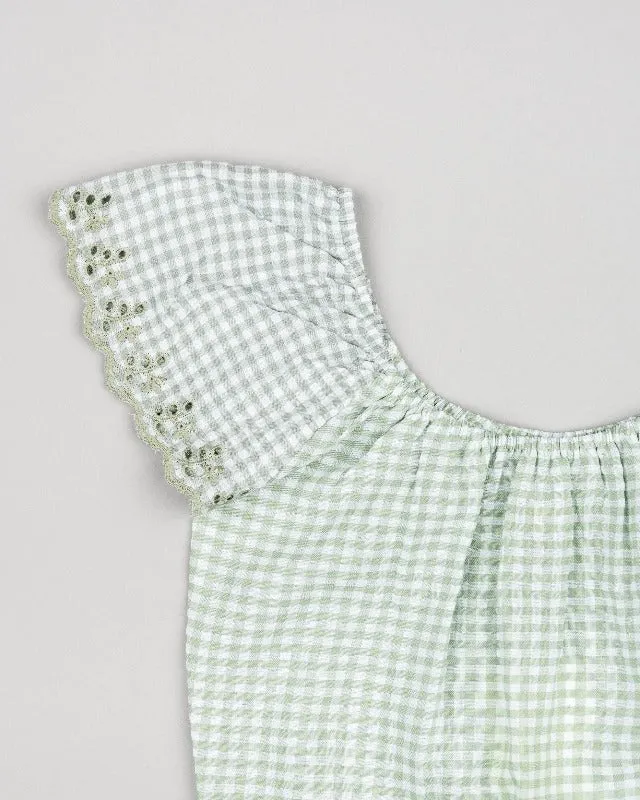 Sage Green Checkered Blouse
