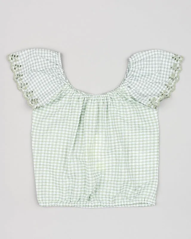 Sage Green Checkered Blouse