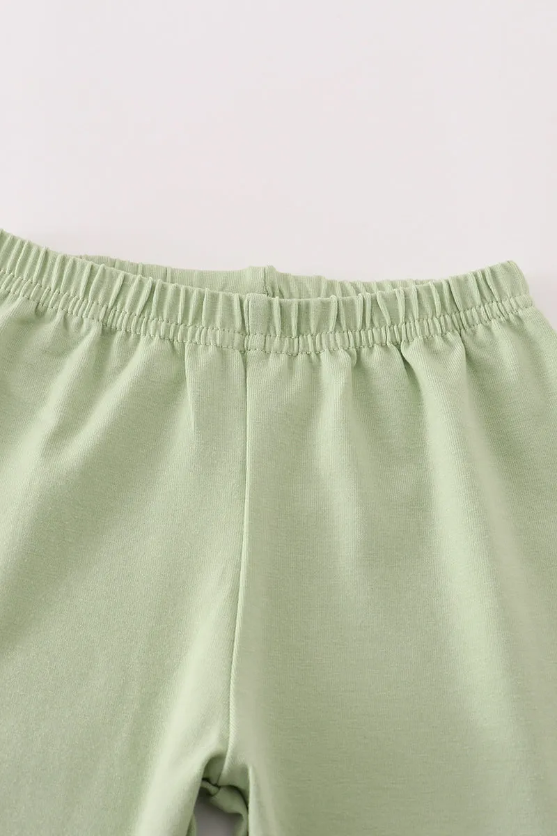 Sage Pumpkin French Knot Girl Pants Set