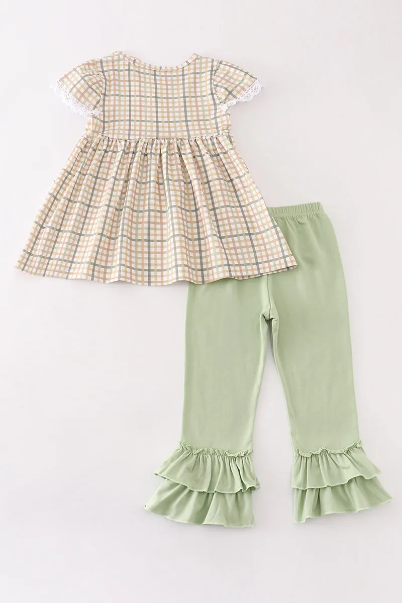 Sage Pumpkin French Knot Girl Pants Set