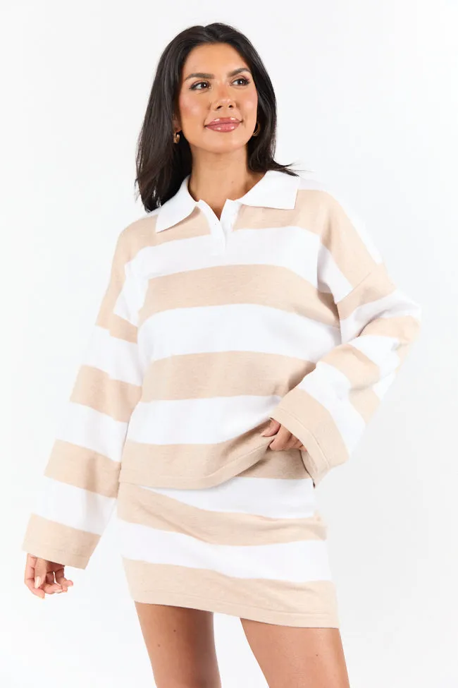 Seeing Double Neutral Striped Long Sleeve Sweater