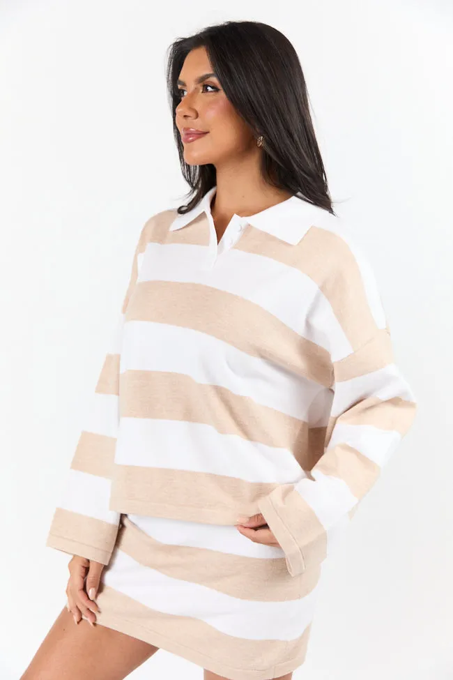 Seeing Double Neutral Striped Long Sleeve Sweater