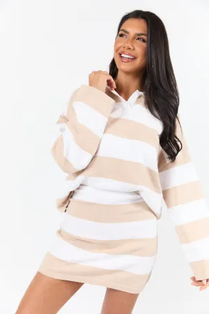 Seeing Double Neutral Striped Long Sleeve Sweater