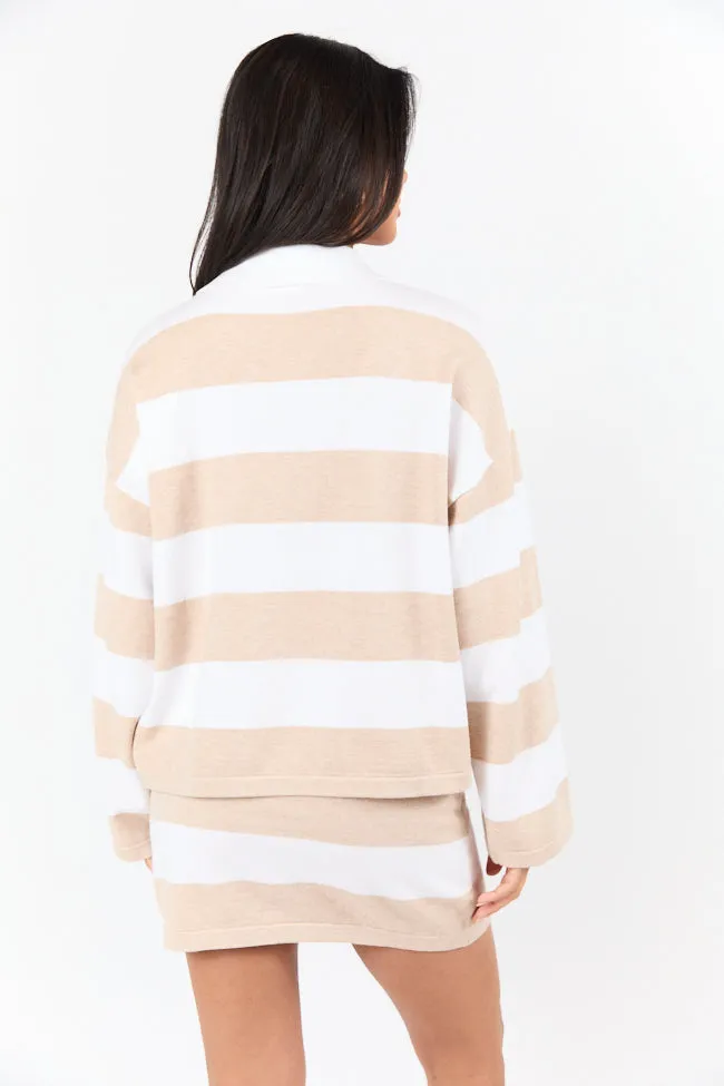 Seeing Double Neutral Striped Long Sleeve Sweater