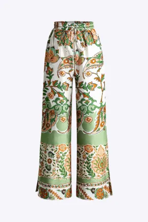 Seraphina - Elegant Floral Design Woman's Slit Pants