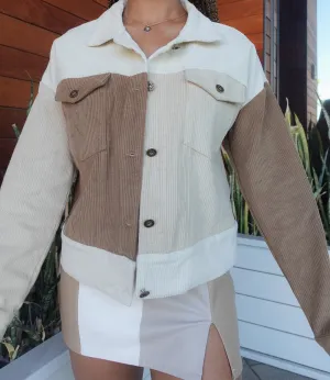Set The Tone Corduroy Jacket(Nude Color block)
