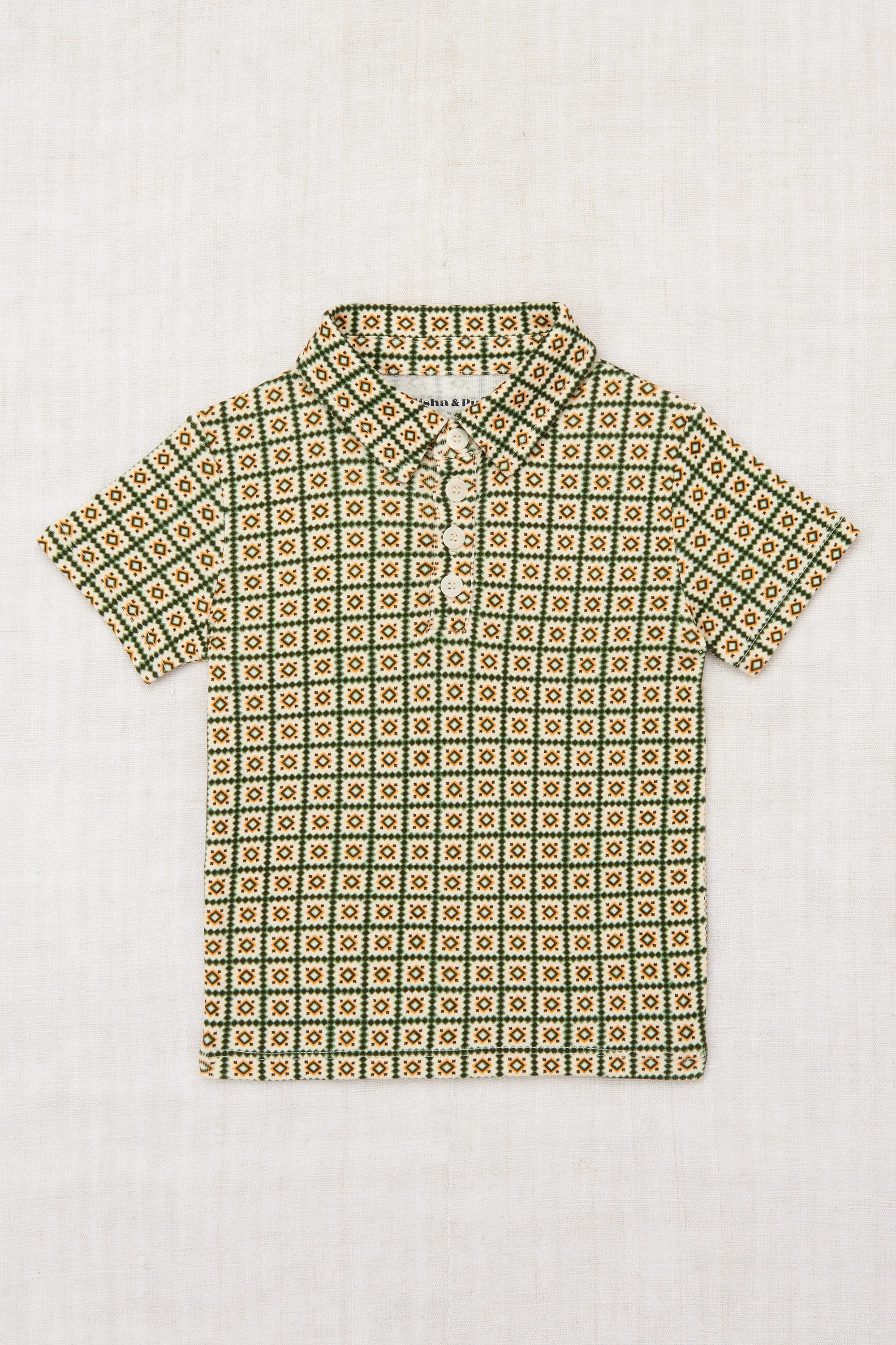 Short Sleeve Polo, String/ Lawn Pinking Tiles
