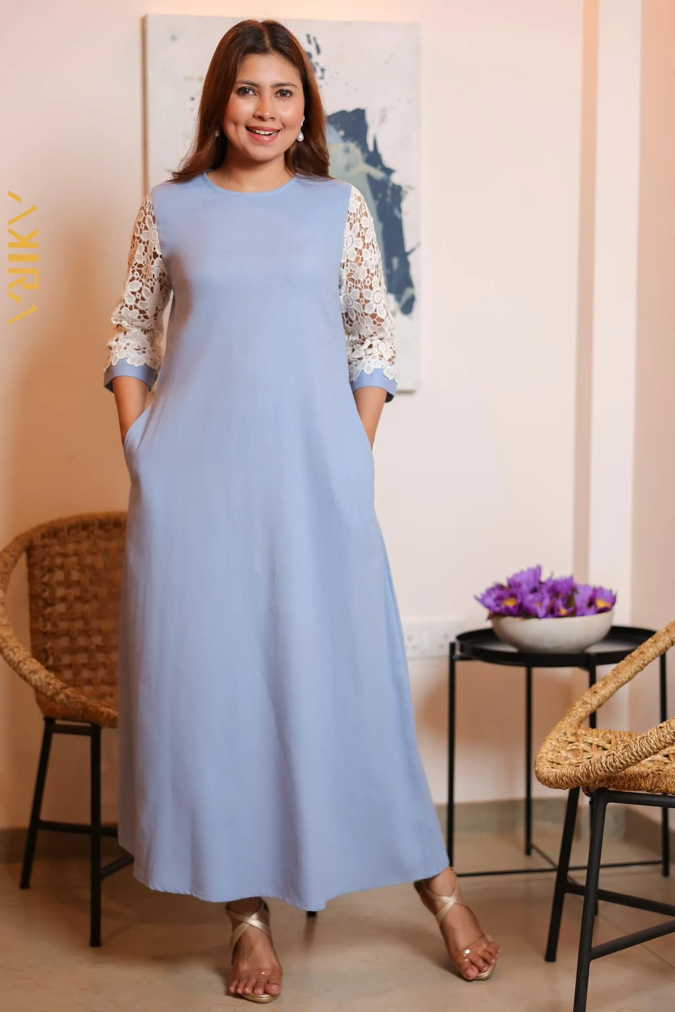 Silver Splendor Sleeve Detail Dress | Kaftan, Bohemian Dress, Floral Dress, Boho Maxi Dress