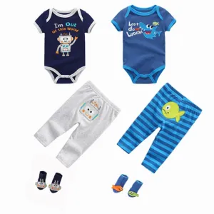 Six Piece Graphic Print Bodysuits with Pants and Socks