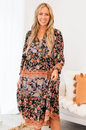 Smile Since It Happened Midi Dress, Black