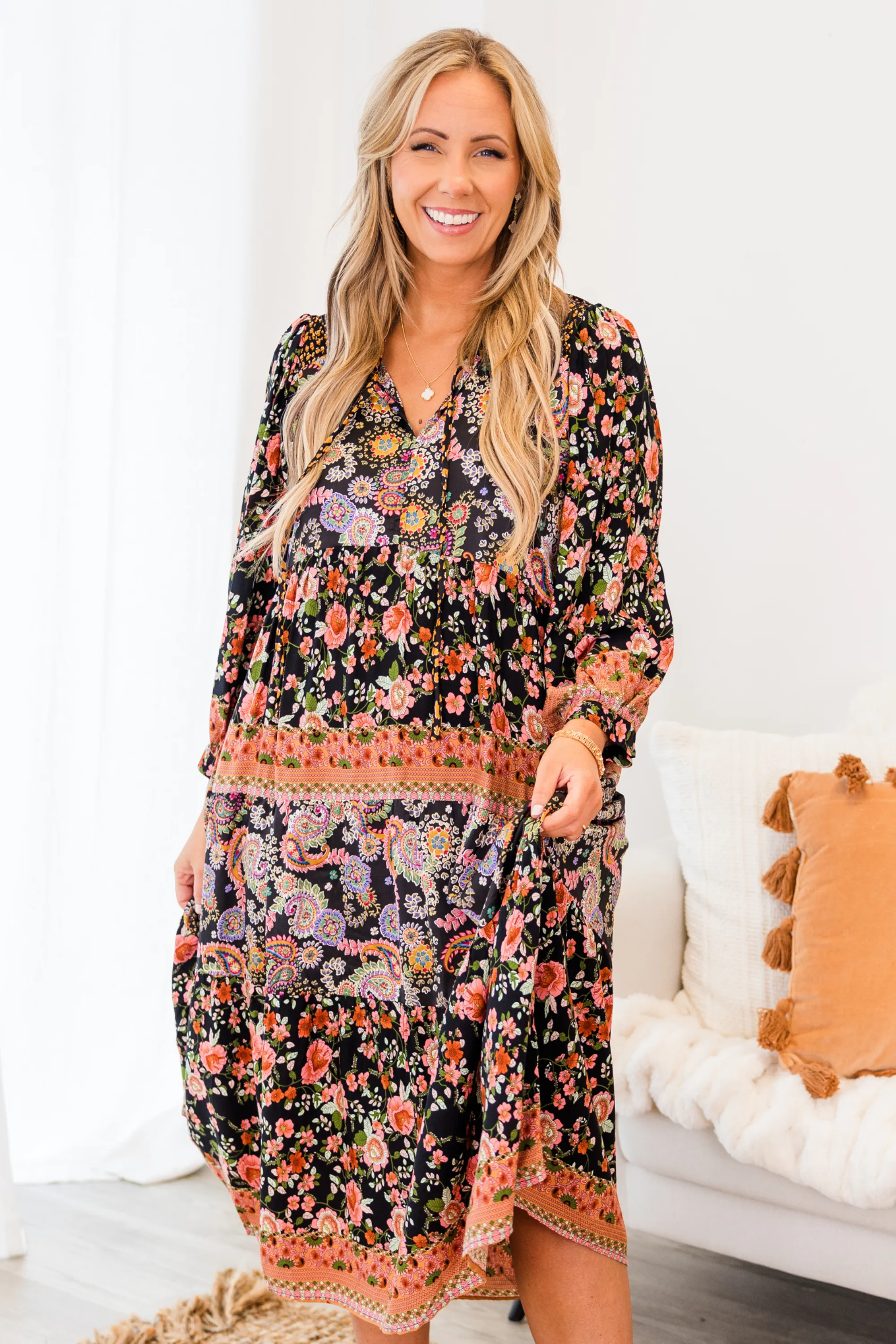 Smile Since It Happened Midi Dress, Black