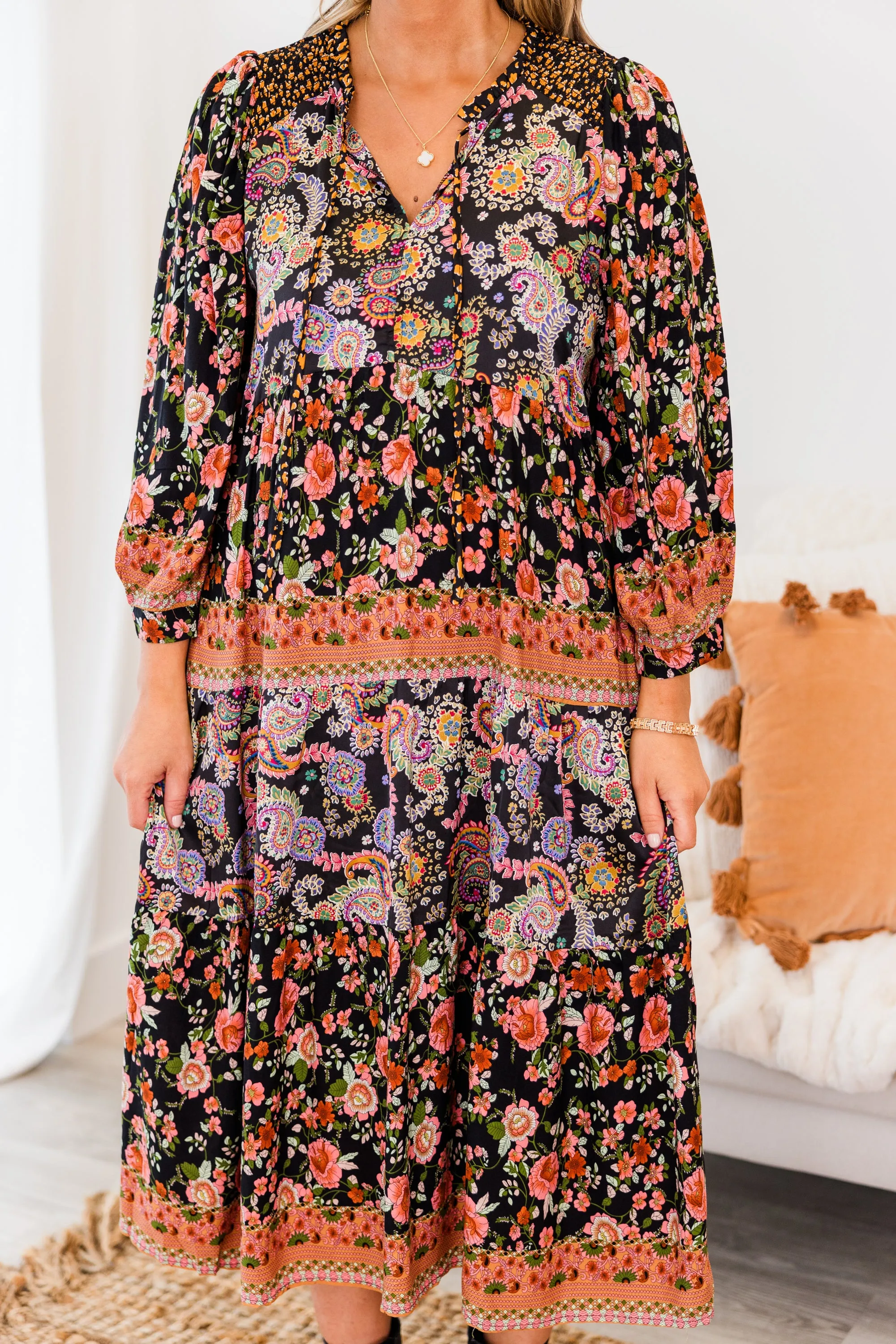 Smile Since It Happened Midi Dress, Black