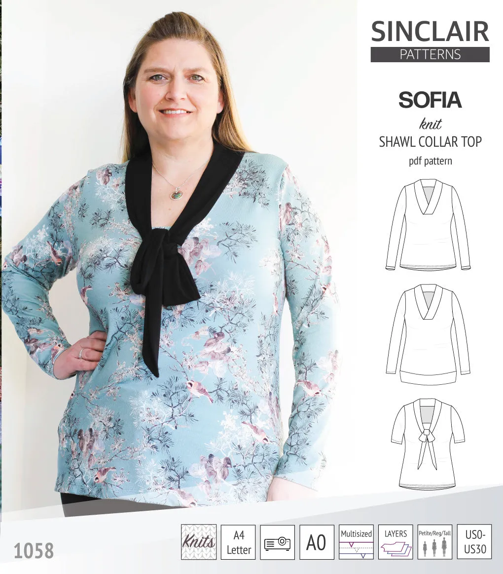 Sofia shawl collar classic sweater (PDF)