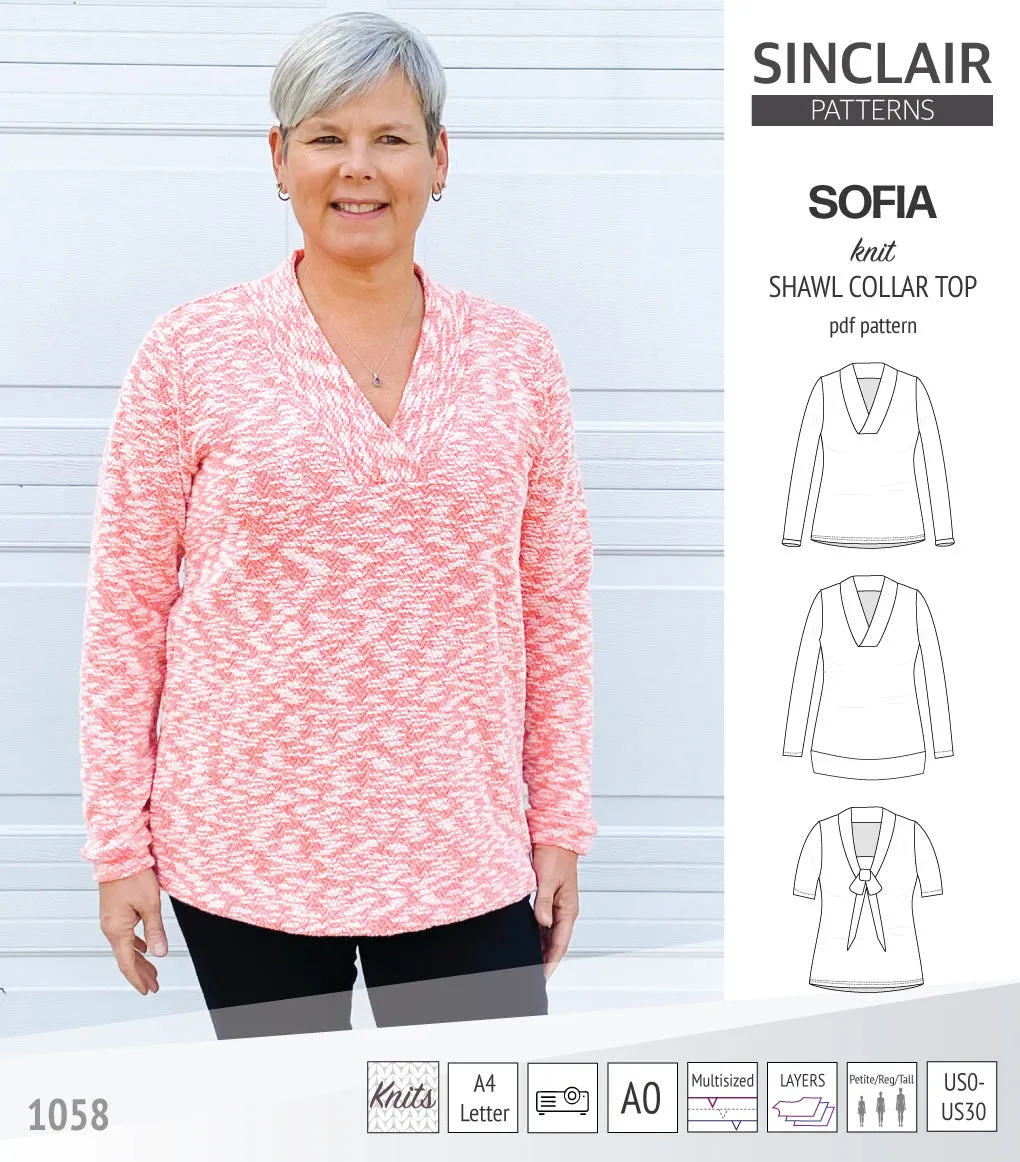 Sofia shawl collar classic sweater (PDF)