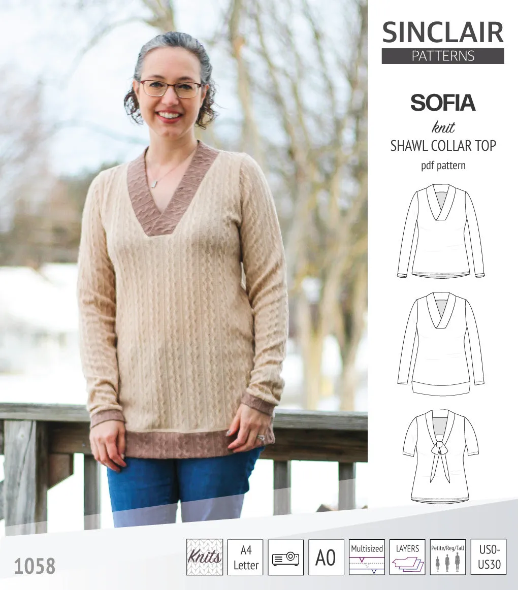 Sofia shawl collar classic sweater (PDF)