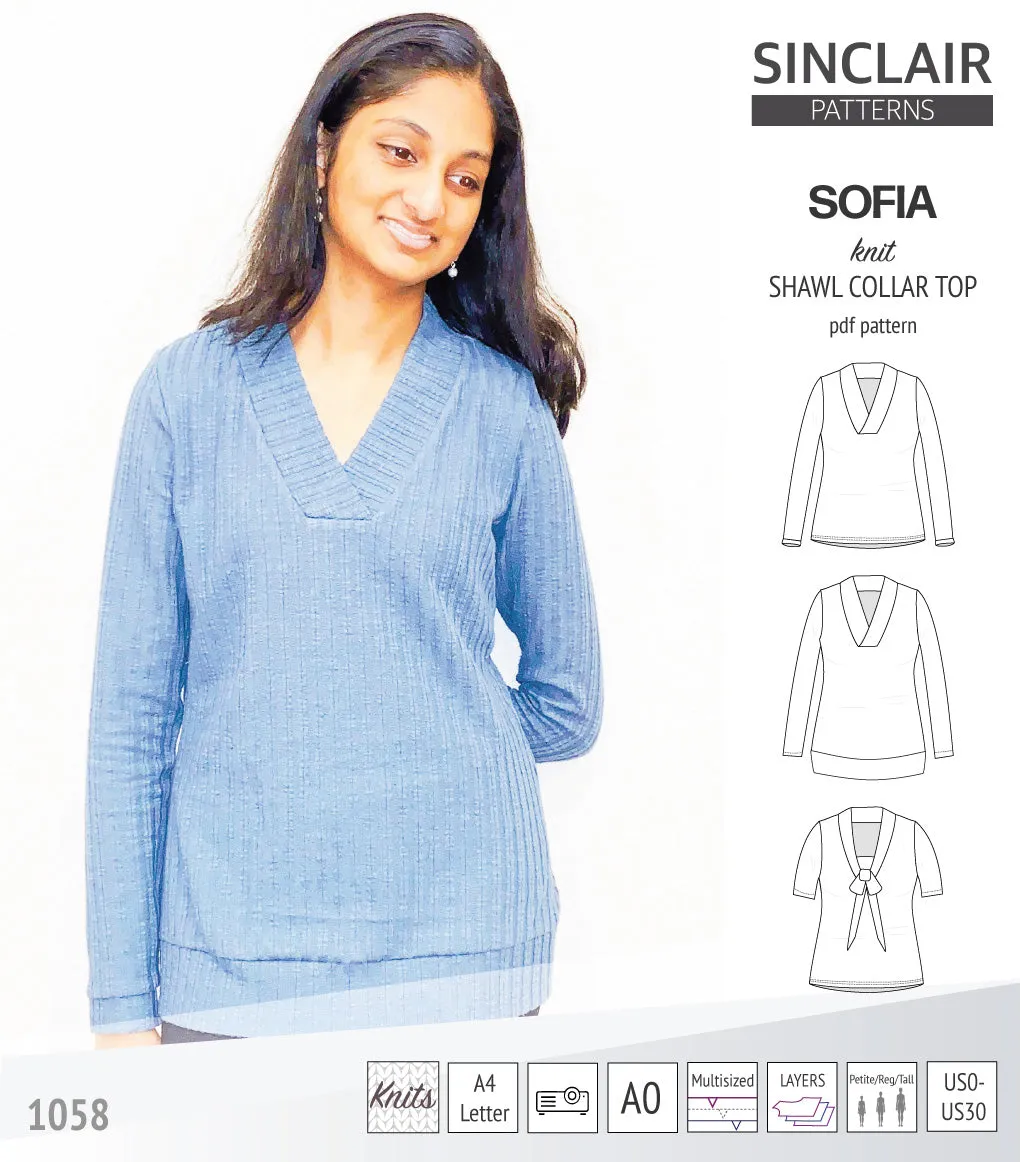 Sofia shawl collar classic sweater (PDF)